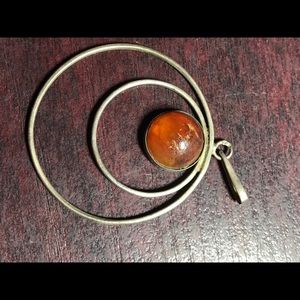 Sterling and amber pendant vintage old pawn